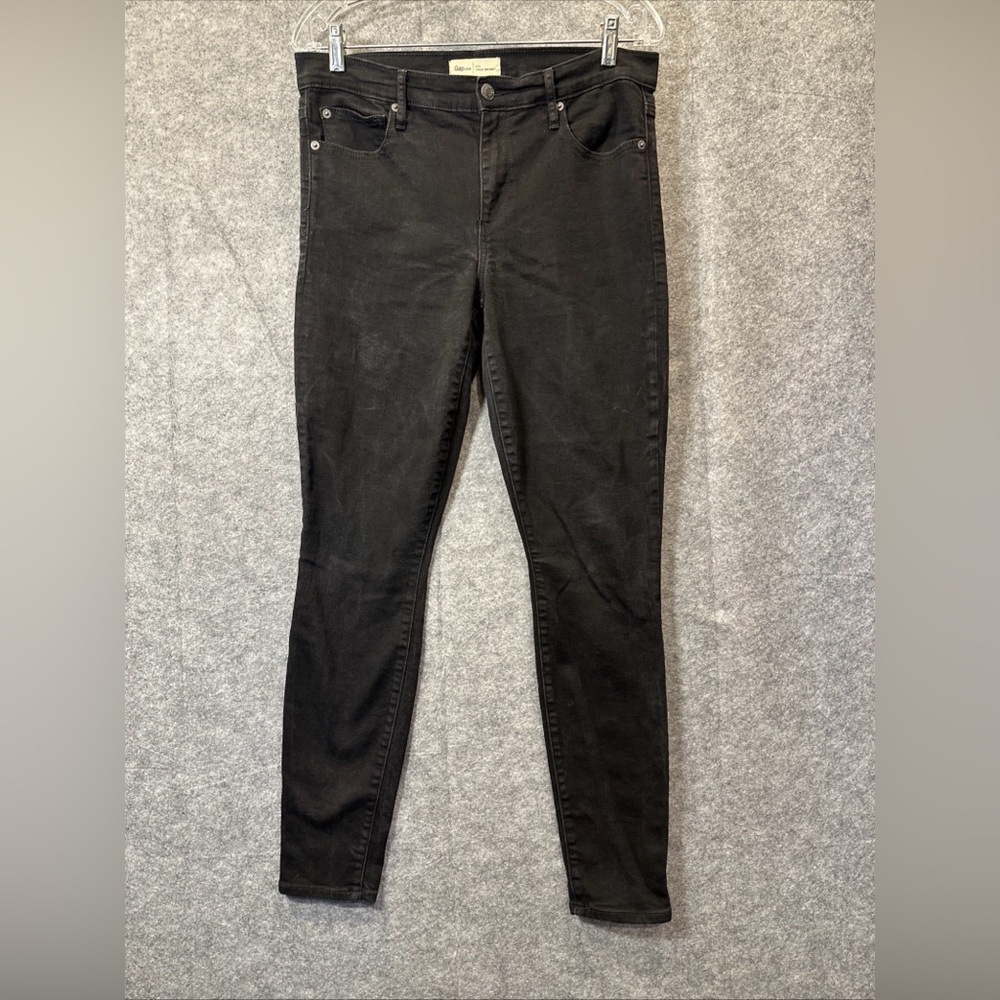 GAP Womens True Skinny Jeans Size 31 Black Stretch Mid Rise Long Tall Goth Punk